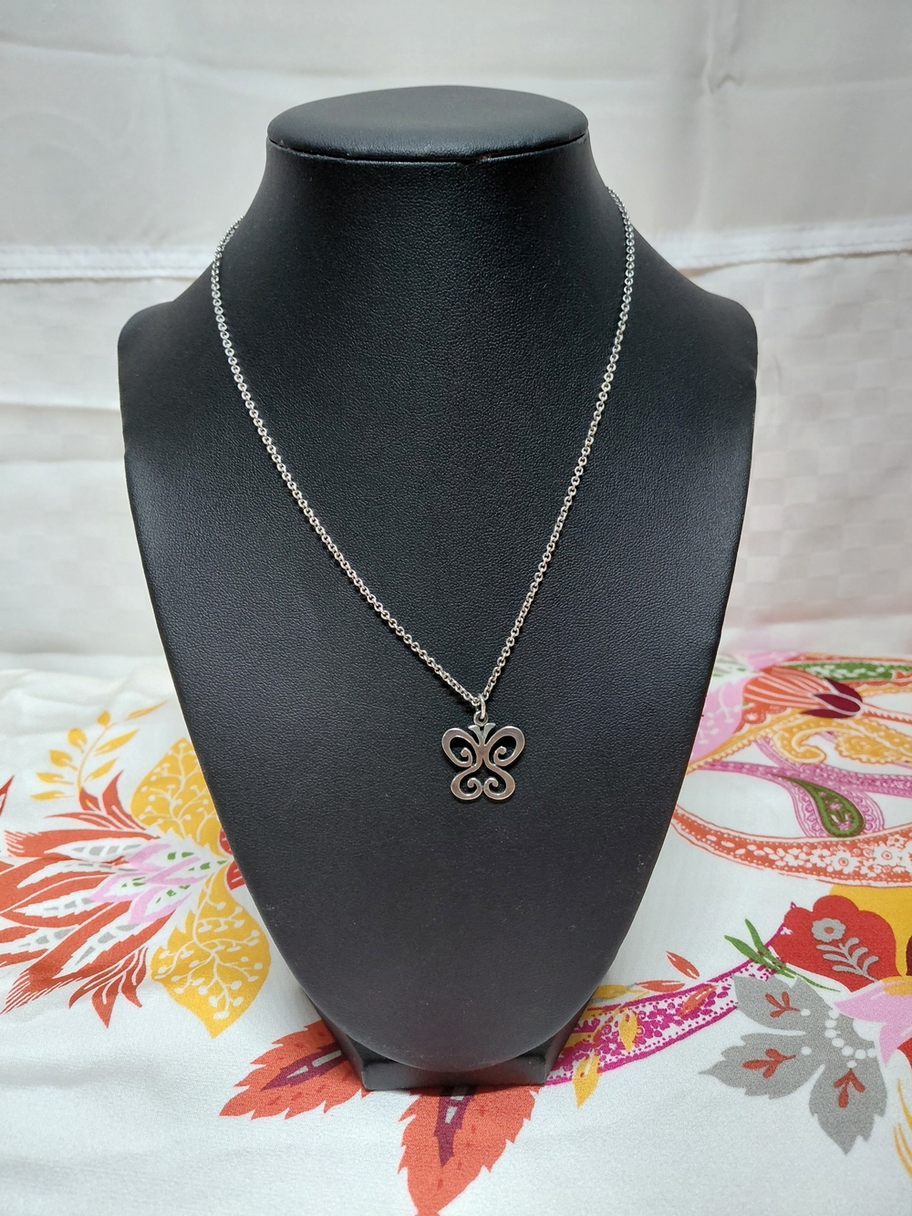 James Avery Silver Butterfly Scroll Pendant Necklace